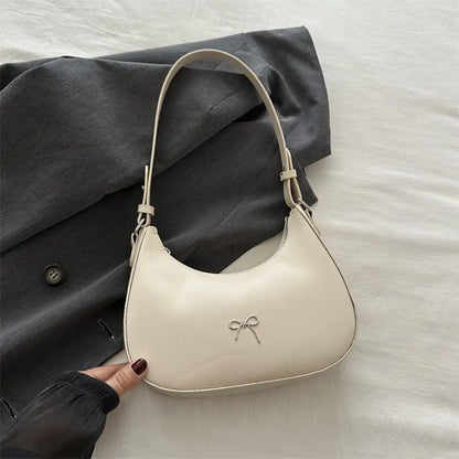 Bowknot Solid PU Leather Shoulder Bag