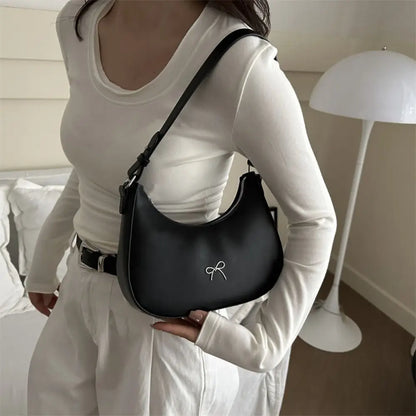 Bowknot Solid PU Leather Shoulder Bag