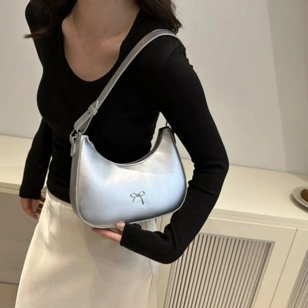 Bowknot Solid PU Leather Shoulder Bag
