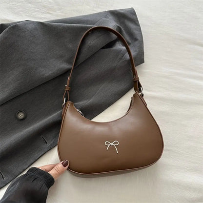 Bowknot Solid PU Leather Shoulder Bag