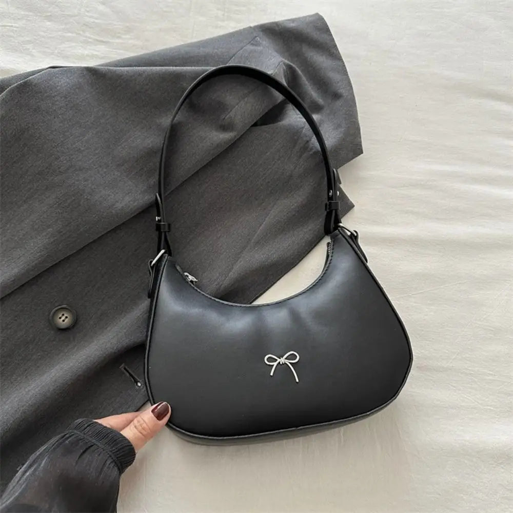 Bowknot Solid PU Leather Shoulder Bag