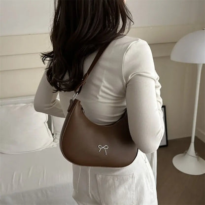 Bowknot Solid PU Leather Shoulder Bag