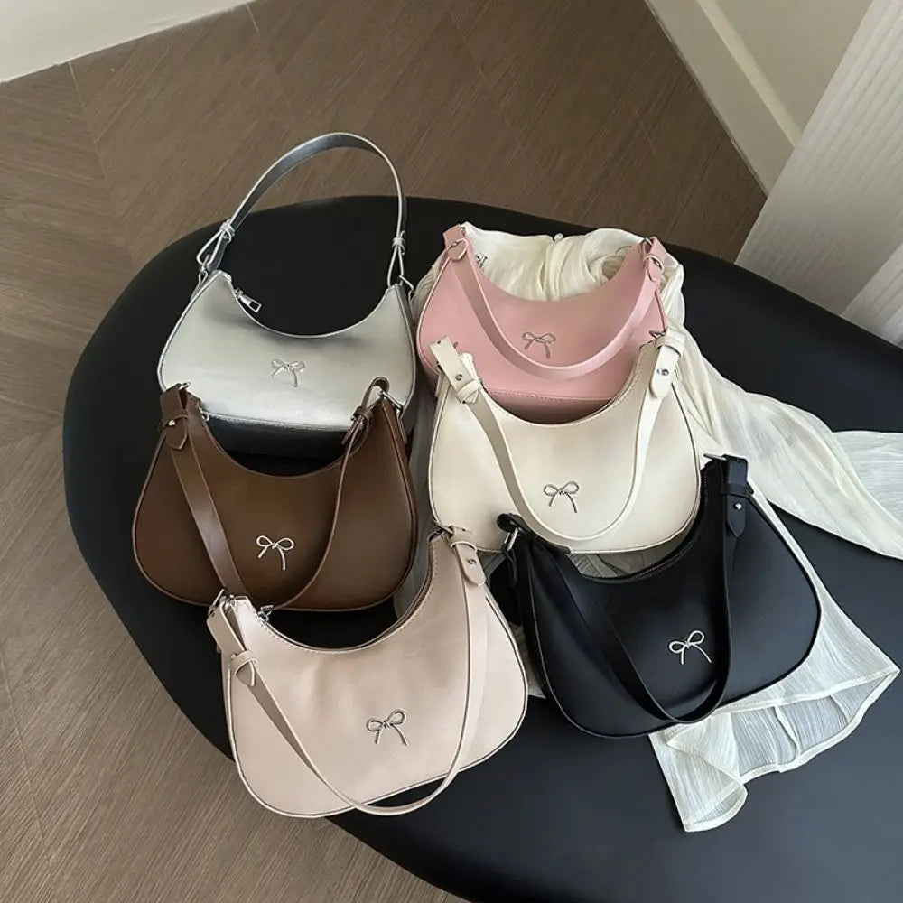 Bowknot Solid PU Leather Shoulder Bag
