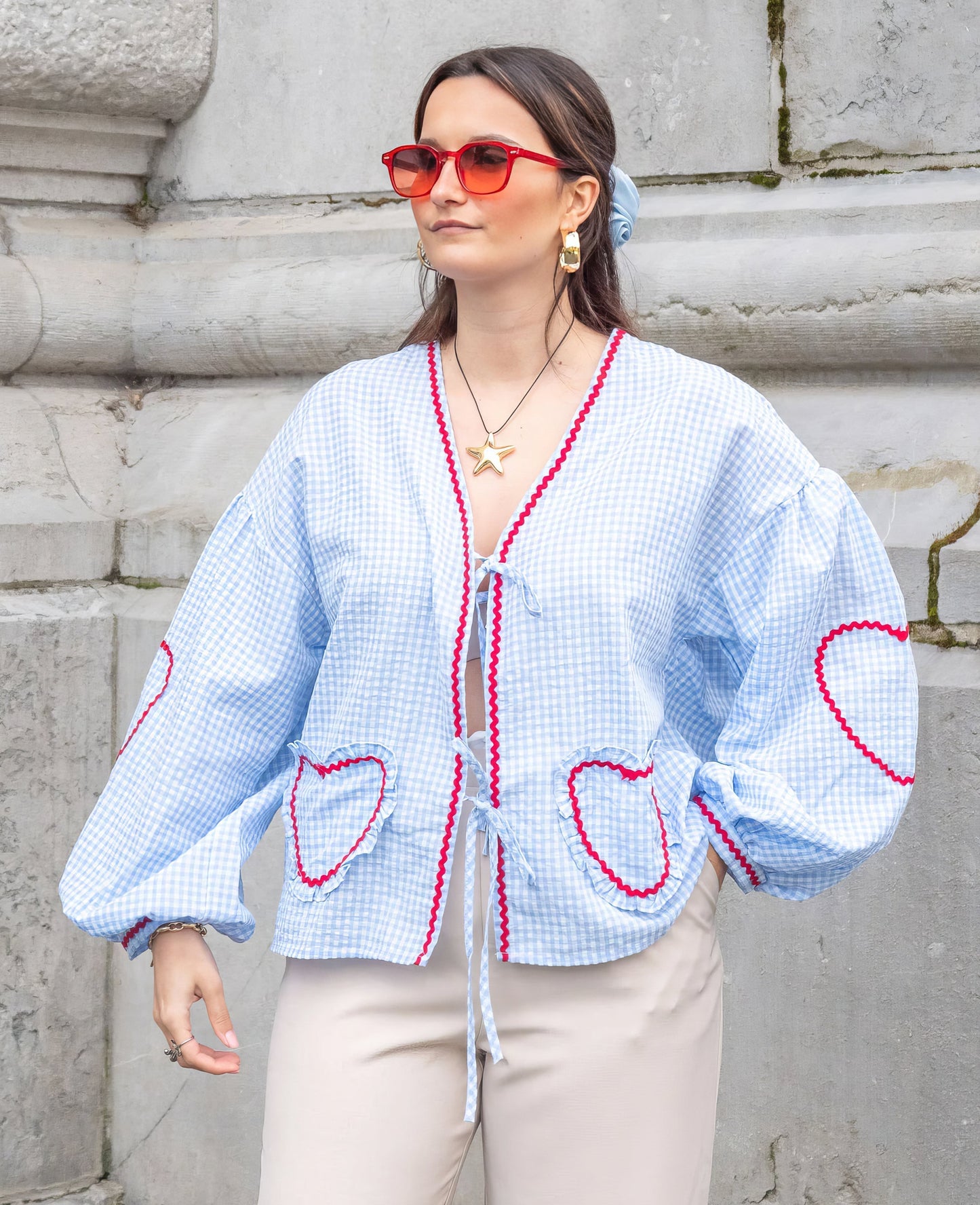 Trendy Summer Top with Heart Print – Lightweight and Stylish Women's Blouse