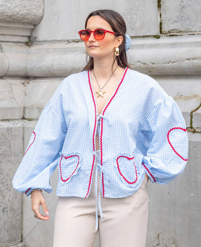 Trendy Summer Top with Heart Print – Lightweight and Stylish Women's Blouse