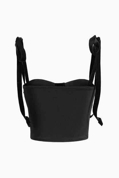 Twilly Black Tied Mesh Corset Crop Top