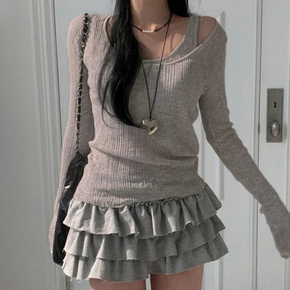 Autumn Simple Casual Vintage Long Sleeve Knit Top