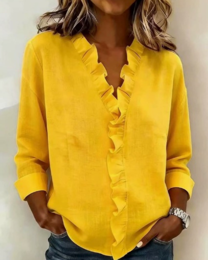 Elara | V-Neck Long Sleeve Blouse