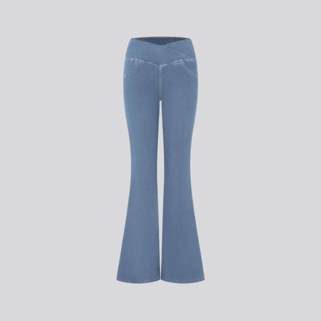 Women's High-Waist Flared Leggings Pants – Stretch Wide-Leg Yoga Trousers