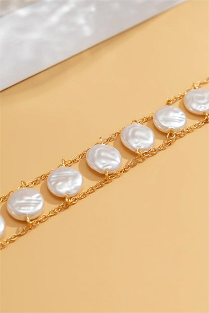 Faux Pearl Metal Chest Chain