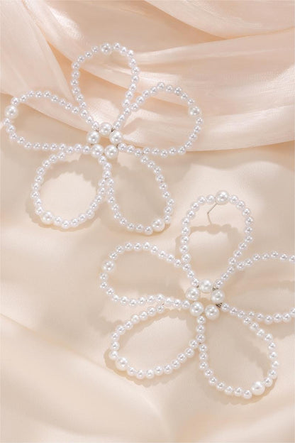 Faux Pearl Flower Shape Earrings