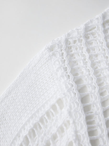 Hollow Crew Neck Knit Crop Top