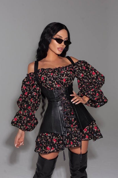 Emma Floral Printed Corset Mini Dress