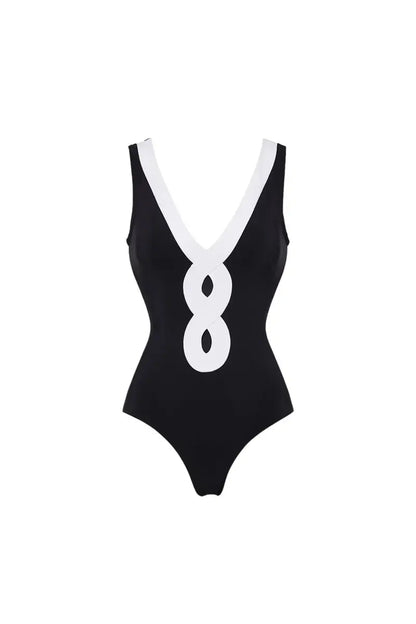 Colorblock One Piece Swimsuit Set