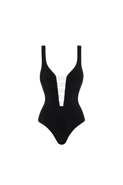 Colorblock Minimal One Piece Swimsuit Set