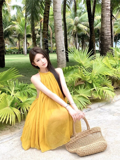 Vacation Set Red Halter Crop Top & High-Slit Skirt for Summer Chic