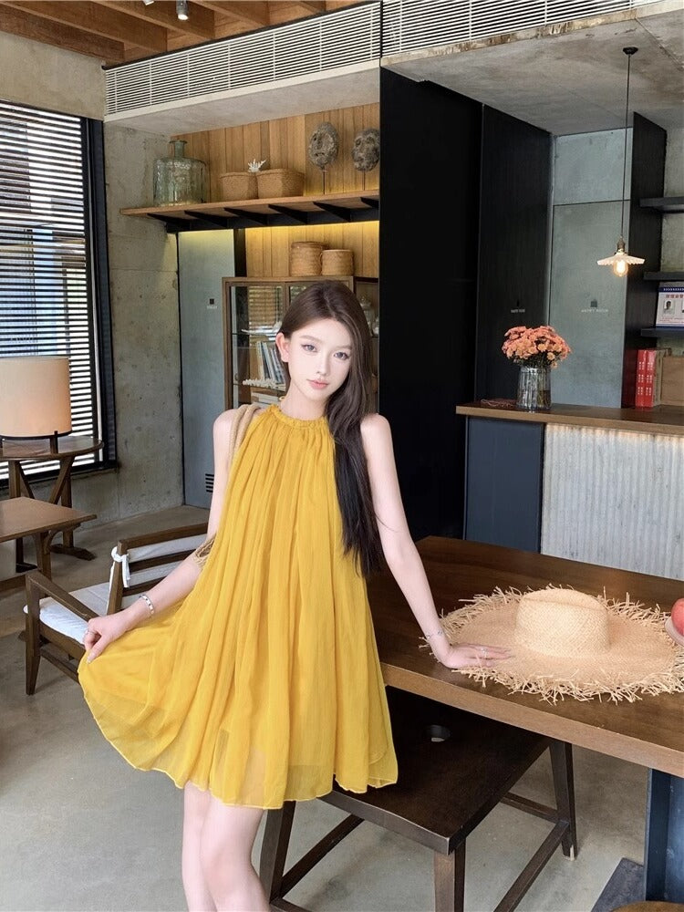 Vacation Set Red Halter Crop Top & High-Slit Skirt for Summer Chic