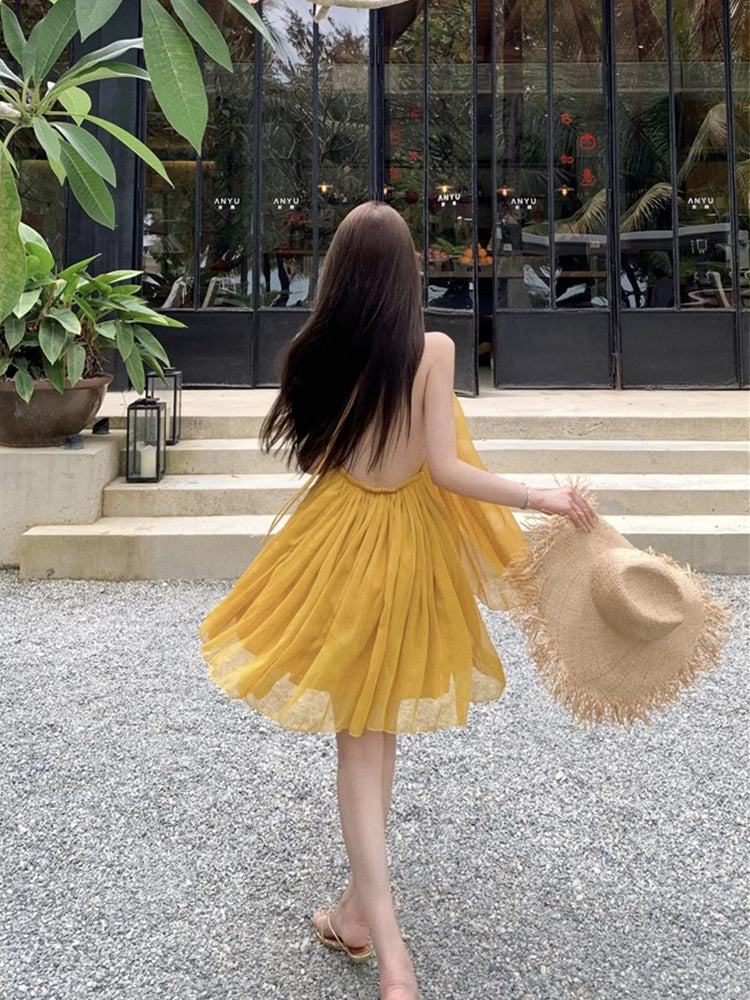 Vacation Set Red Halter Crop Top & High-Slit Skirt for Summer Chic