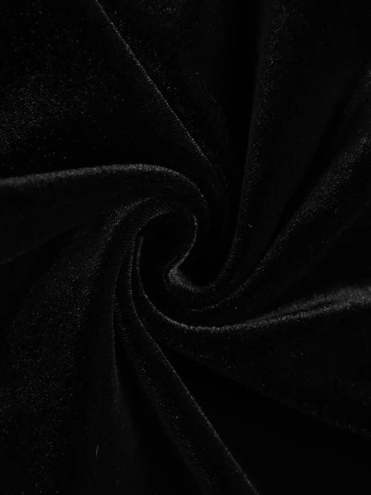 Spaghetti Strap Square Neck Lace Corset Panel Velvet Mermaid Maxi Dress