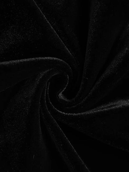 Spaghetti Strap Square Neck Lace Corset Panel Velvet Mermaid Maxi Dress