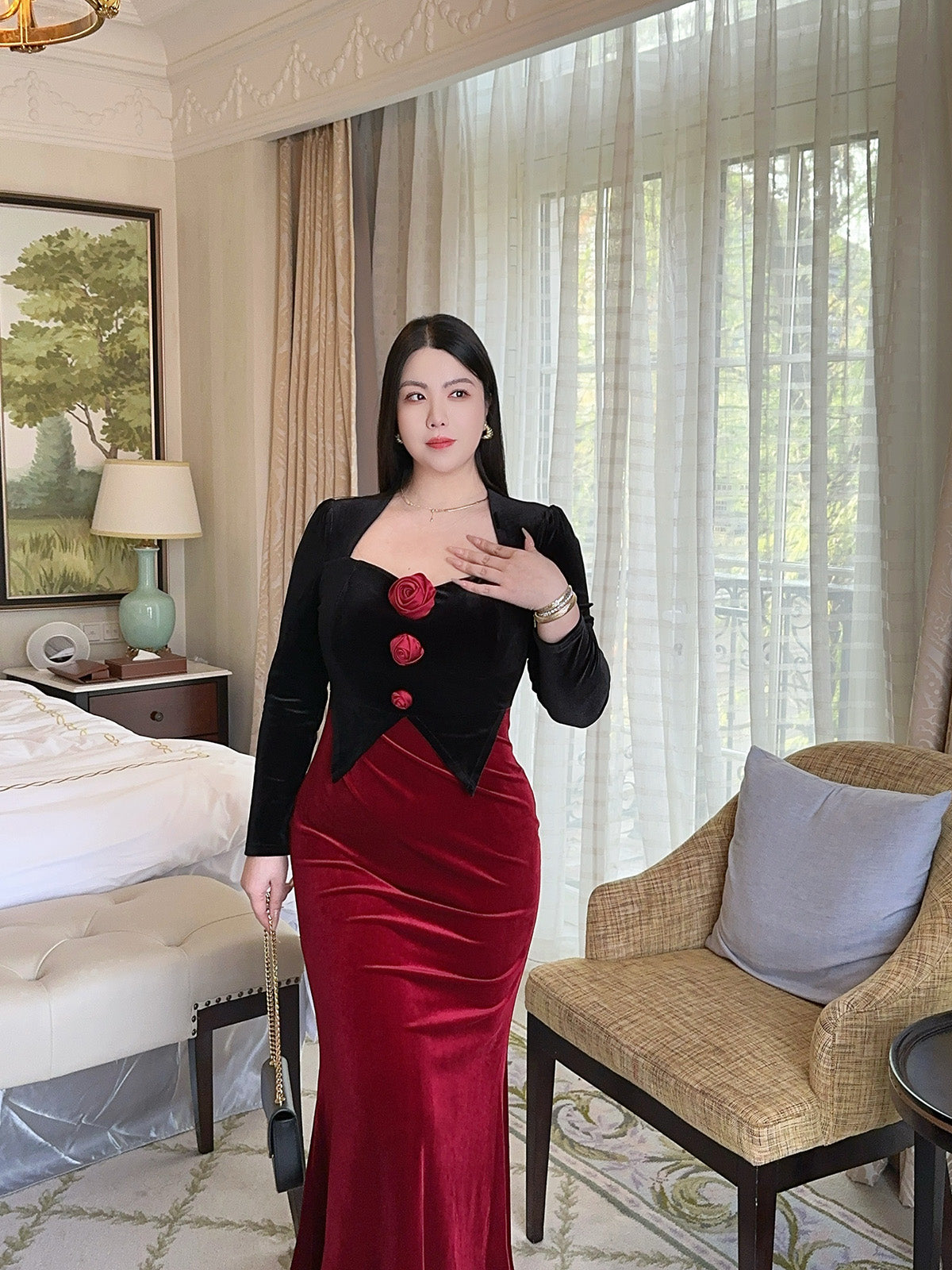 Velvet Rose Maxi Dress Plus-Size