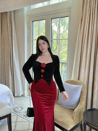 Velvet Rose Maxi Dress Plus-Size