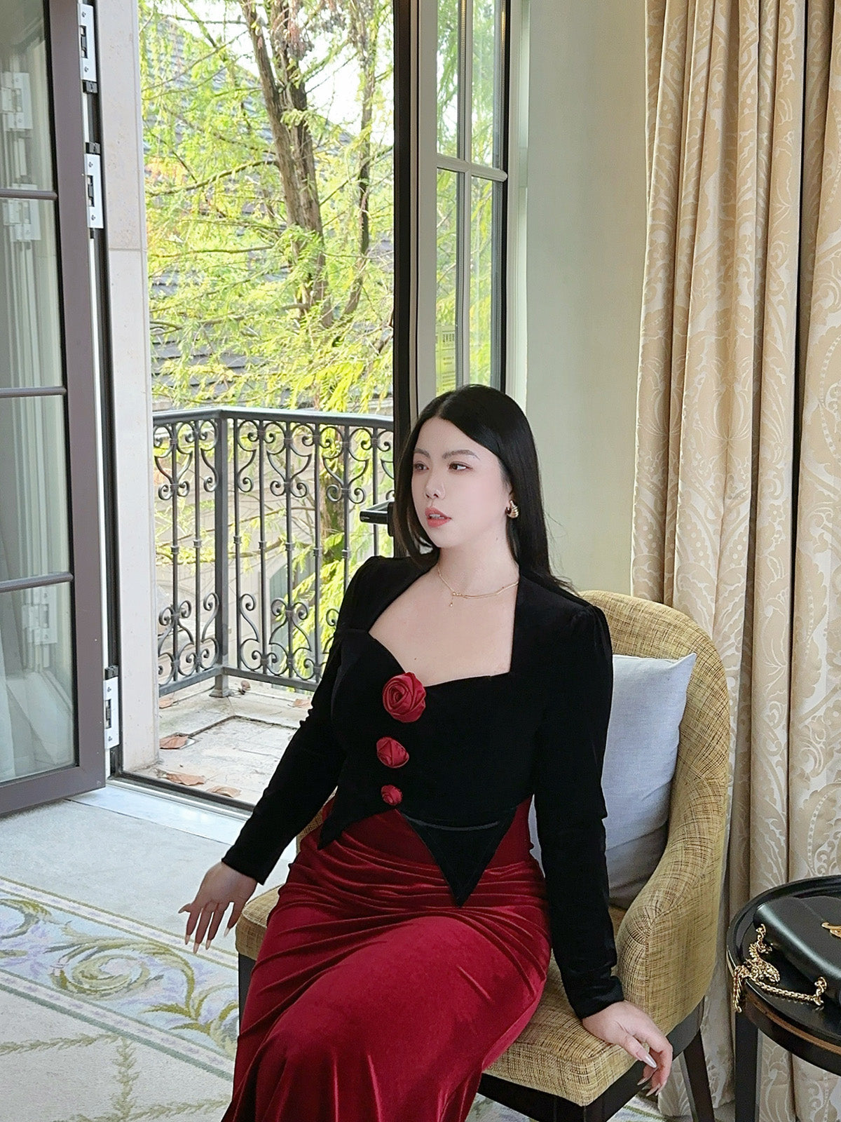 Velvet Rose Maxi Dress Plus-Size