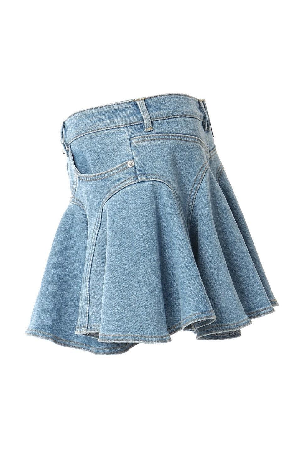 Vera Ruffle Denim Mini Skirt