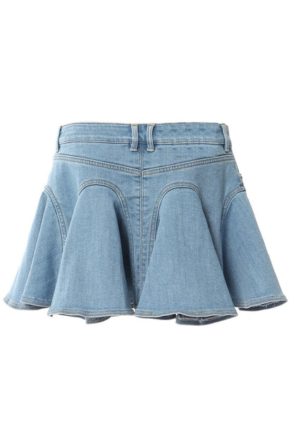 Vera Ruffle Denim Mini Skirt