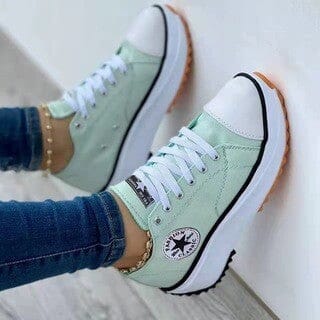 Women's Lace-Up Platform Sneakers – Trendy Canvas Star Trainers