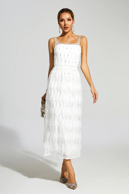 Veromca White Embellished Slip Dress