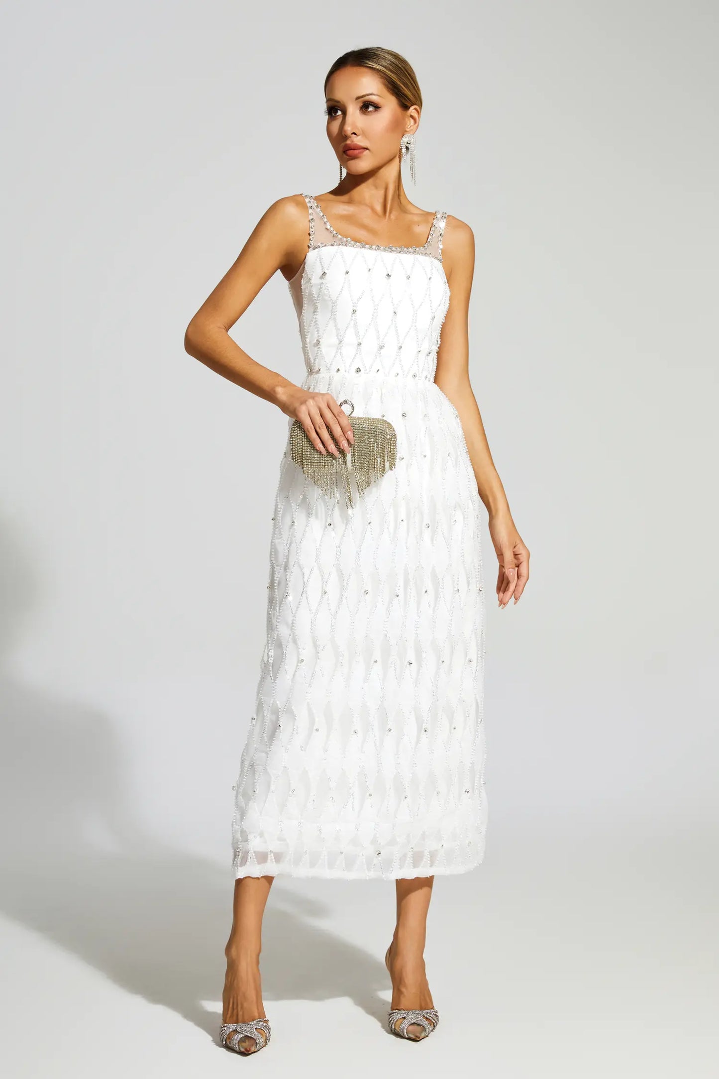 Veromca White Embellished Slip Dress
