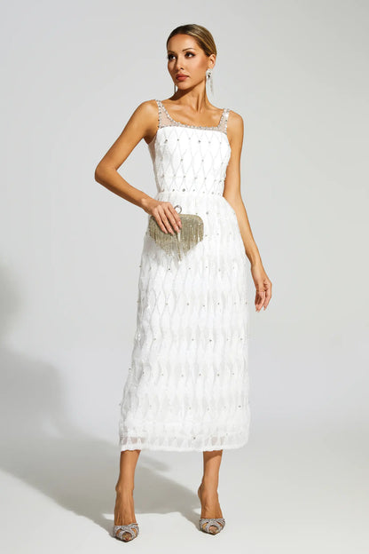 Veromca White Embellished Slip Dress
