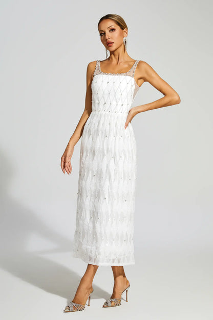 Veromca White Embellished Slip Dress