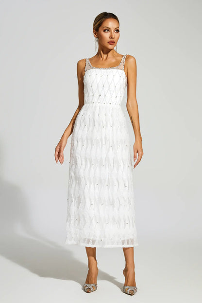 Veromca White Embellished Slip Dress