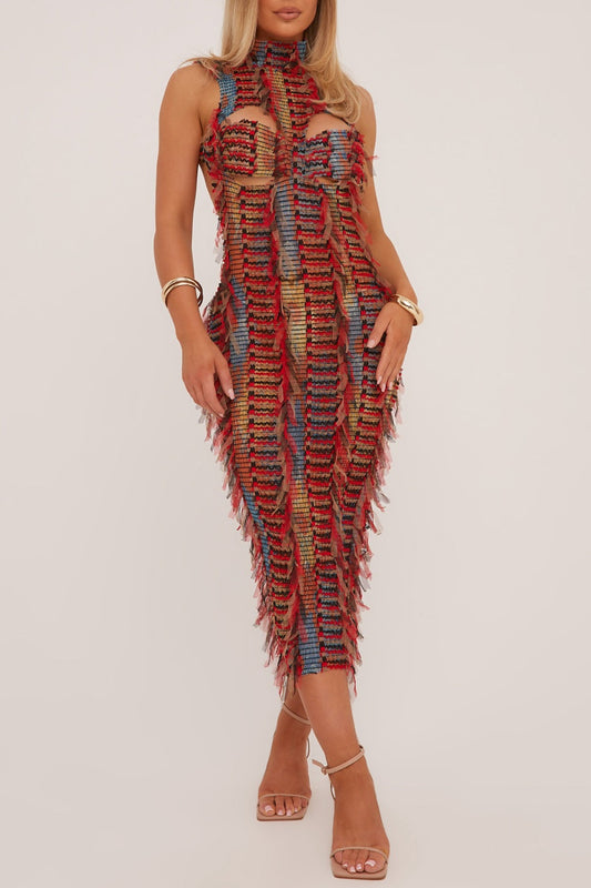 Verona Cutout Backless Ripped Midi Dress