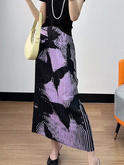 Floral Pleated Slimming High Waist Beach Comfort Skirt