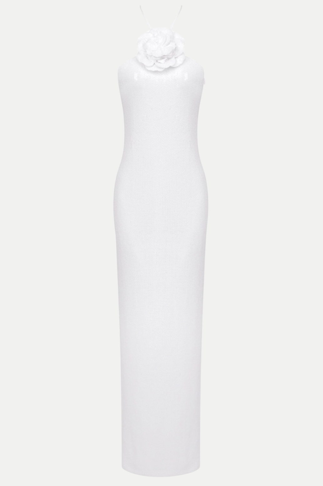 Vidonia Halter Floral Sequin Maxi Dress - White