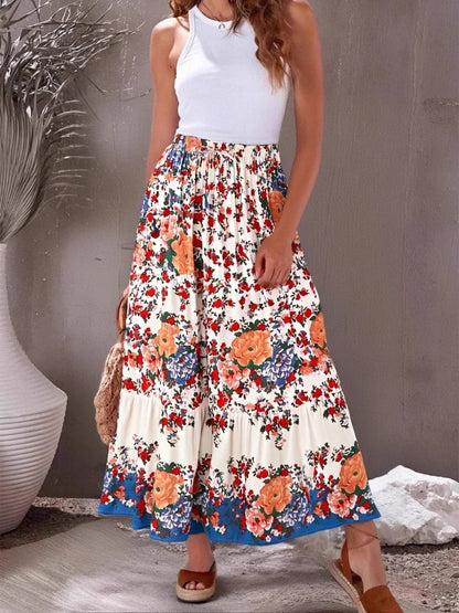 Vintage Beach Floral Hippie High Waist Boho Maxi Skirt Femme