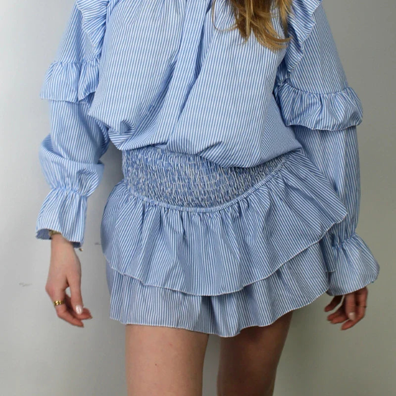 High Waist Ruffled Cottage Skirt
