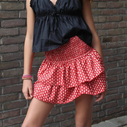 High Waist Ruffled Cottage Skirt