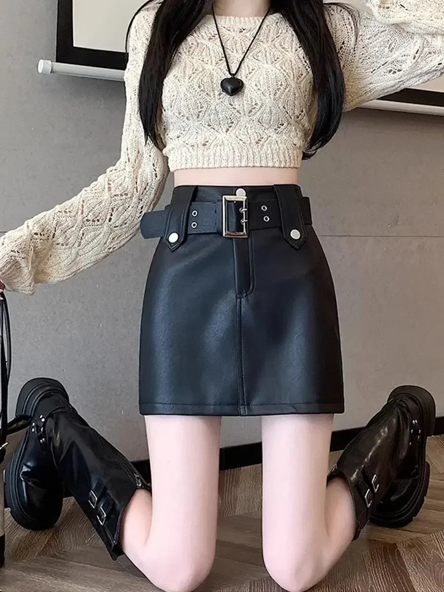 Leather High Waist Gothic Skirt