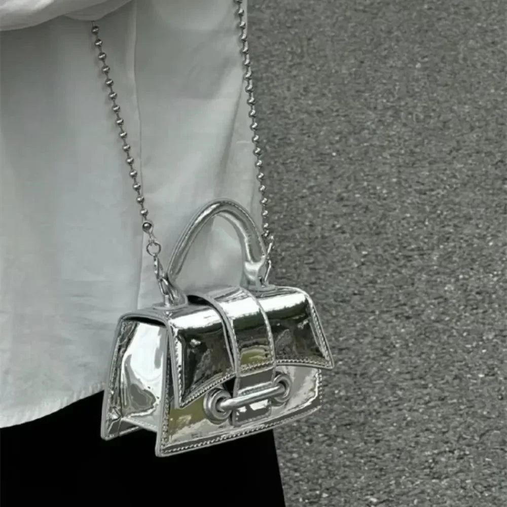 Silver Chic PU Leather Crossbody Handbag