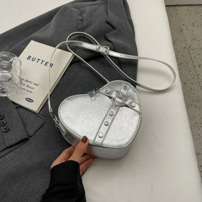 Heart Shaped PU Leather Shoulder Bag