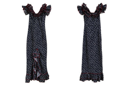 Vintage-inspired Contrast Floral Fishtail Dress