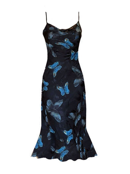 Vintage Butterfly Slip Dress no Cardigan