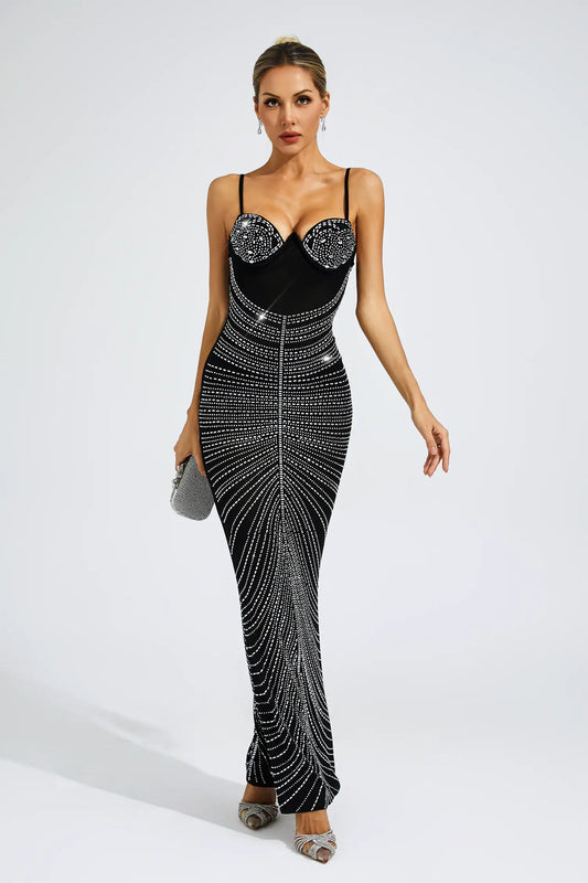 Violeta Black Maxi Sequins Dress