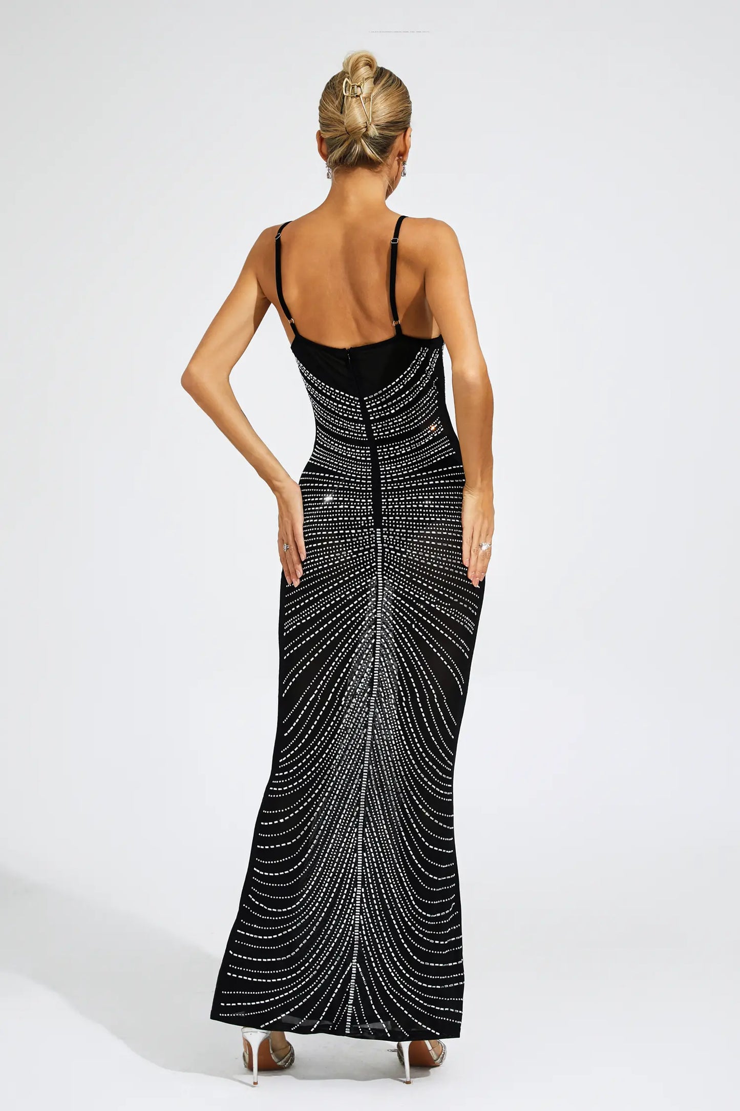 Violeta Black Maxi Sequins Dress