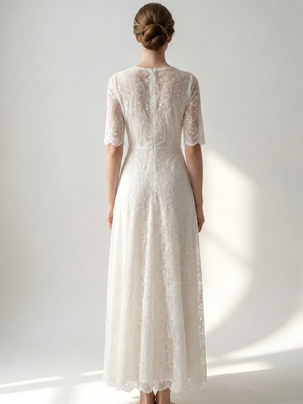 White Lace Maxi Boho Dress for Women - Embroidery Button Front Short Sleeves High Low Dress - Summer Beach Bridal Party Wear 2026