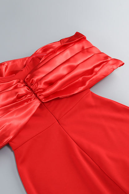 Sophia Off Shoulder Ruched Maxi Slit Dress